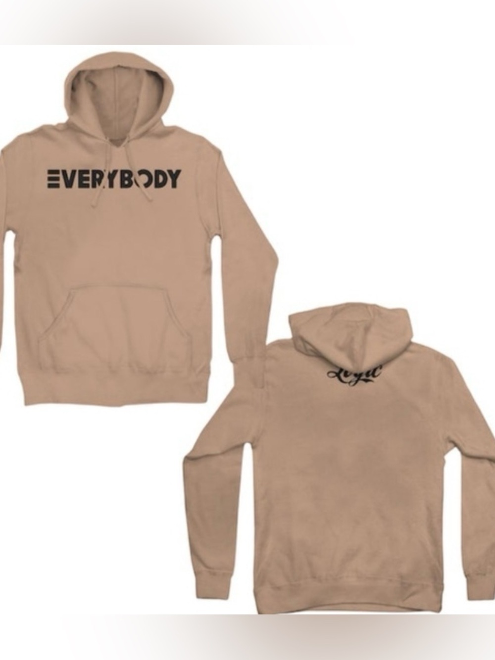Official Logic “Everybody” album merchandise hoodie, tan & black, size Medium* - Picture 1 of 9